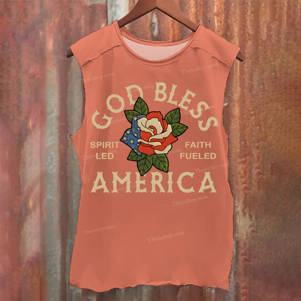 God Bless America Vintage Washed Tank Top