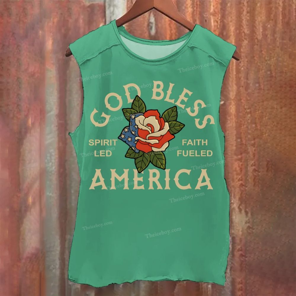 God Bless America Vintage Washed Tank Top
