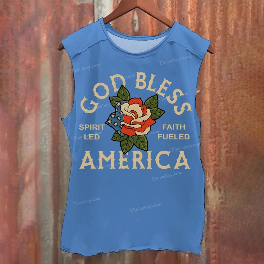 God Bless America Vintage Washed Tank Top