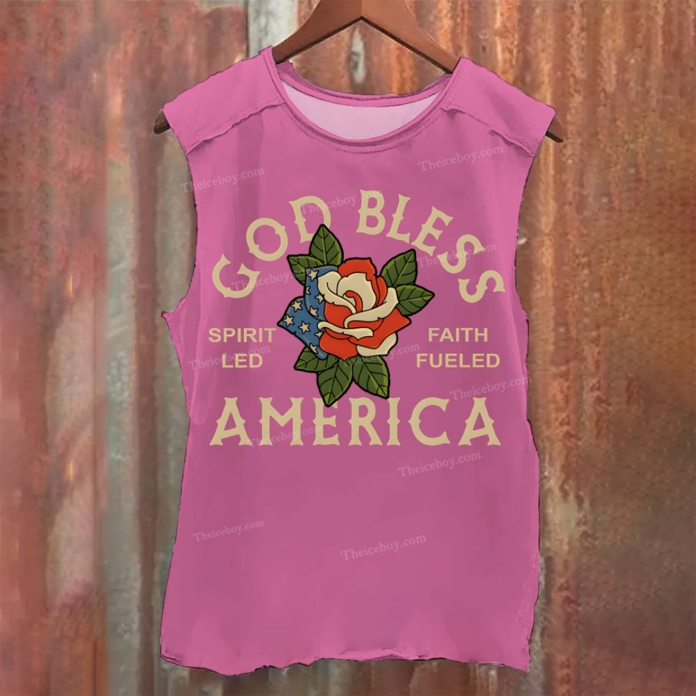 God Bless America Vintage Washed Tank Top