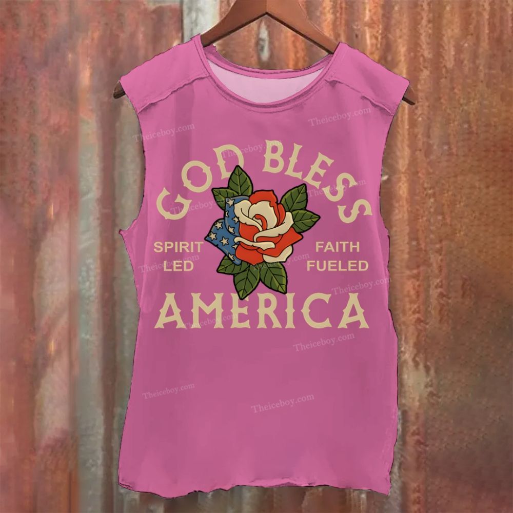 God Bless America Vintage Washed Tank Top