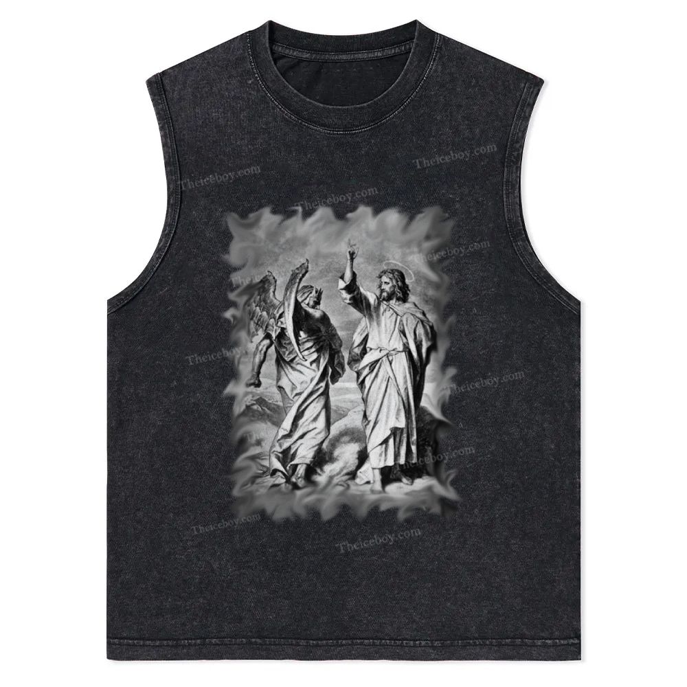 Jesus and the Devil Snowflake Washed Vest