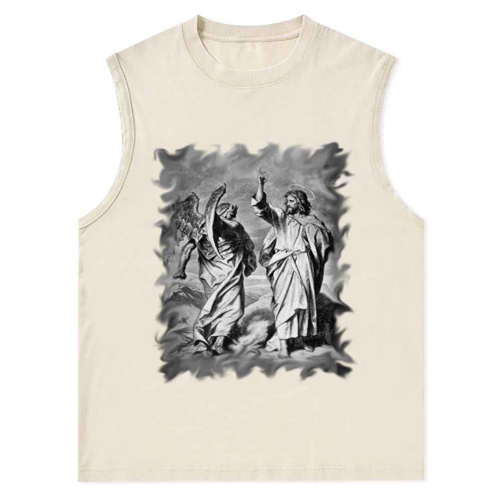 Jesus and the Devil Snowflake Washed Vest