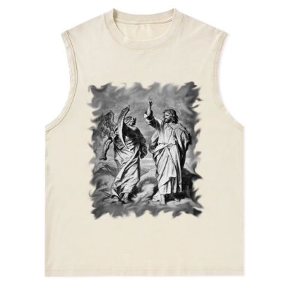 Jesus and the Devil Snowflake Washed Vest