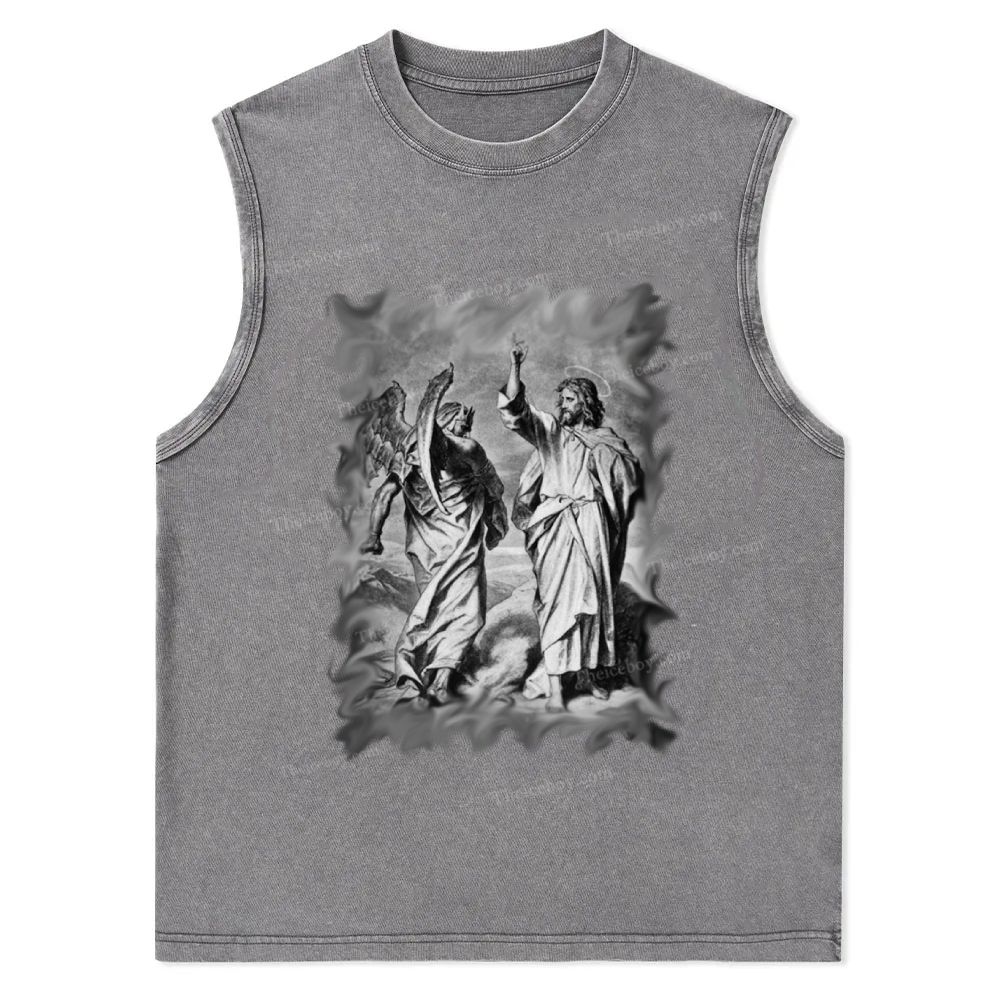 Jesus and the Devil Snowflake Washed Vest