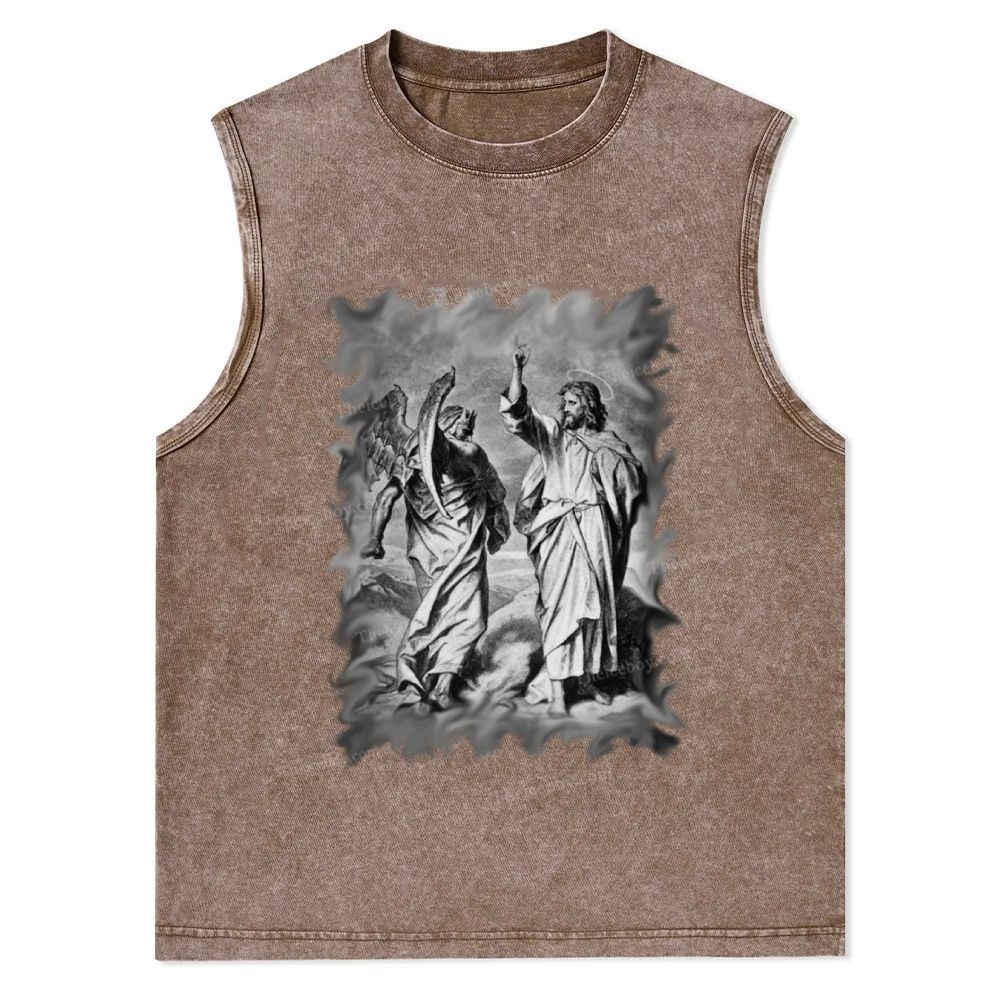 Jesus and the Devil Snowflake Washed Vest