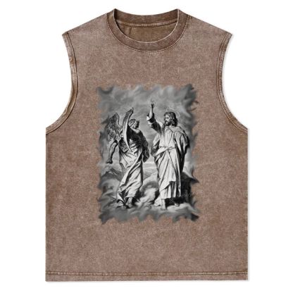 Jesus and the Devil Snowflake Washed Vest