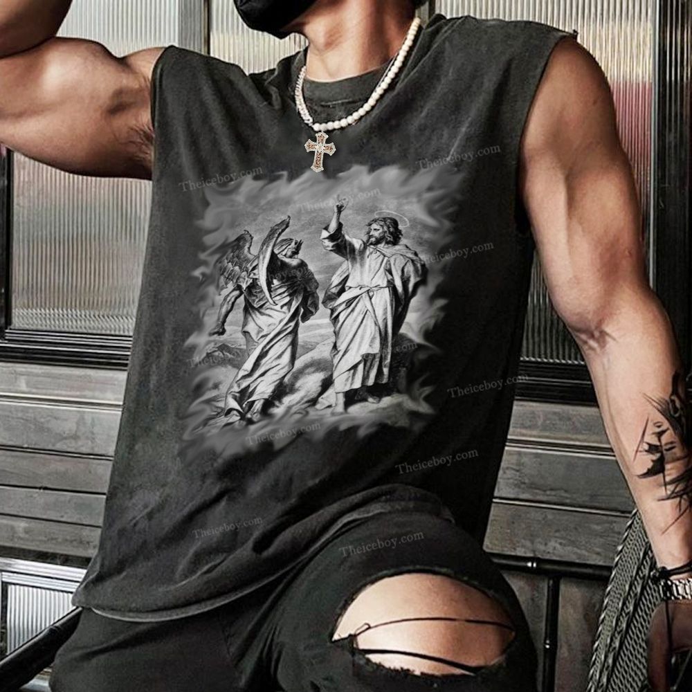 Jesus and the Devil Snowflake Washed Vest