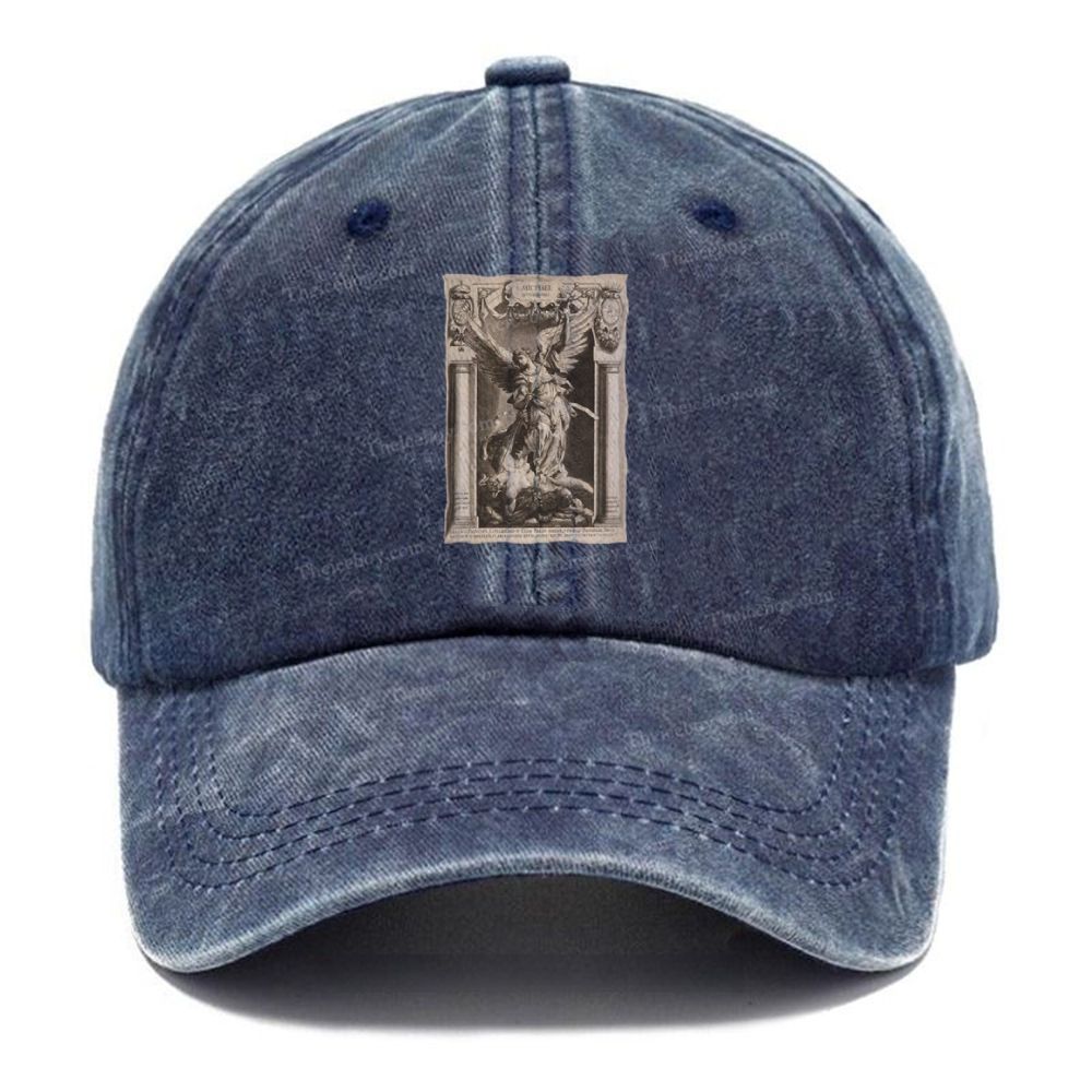 Archangel Defeats The Devil Vintage Casual Washed Cap