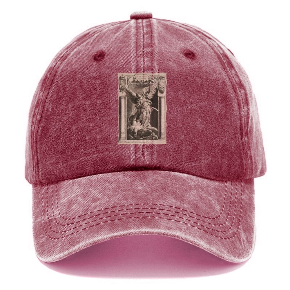 Archangel Defeats The Devil Vintage Casual Washed Cap