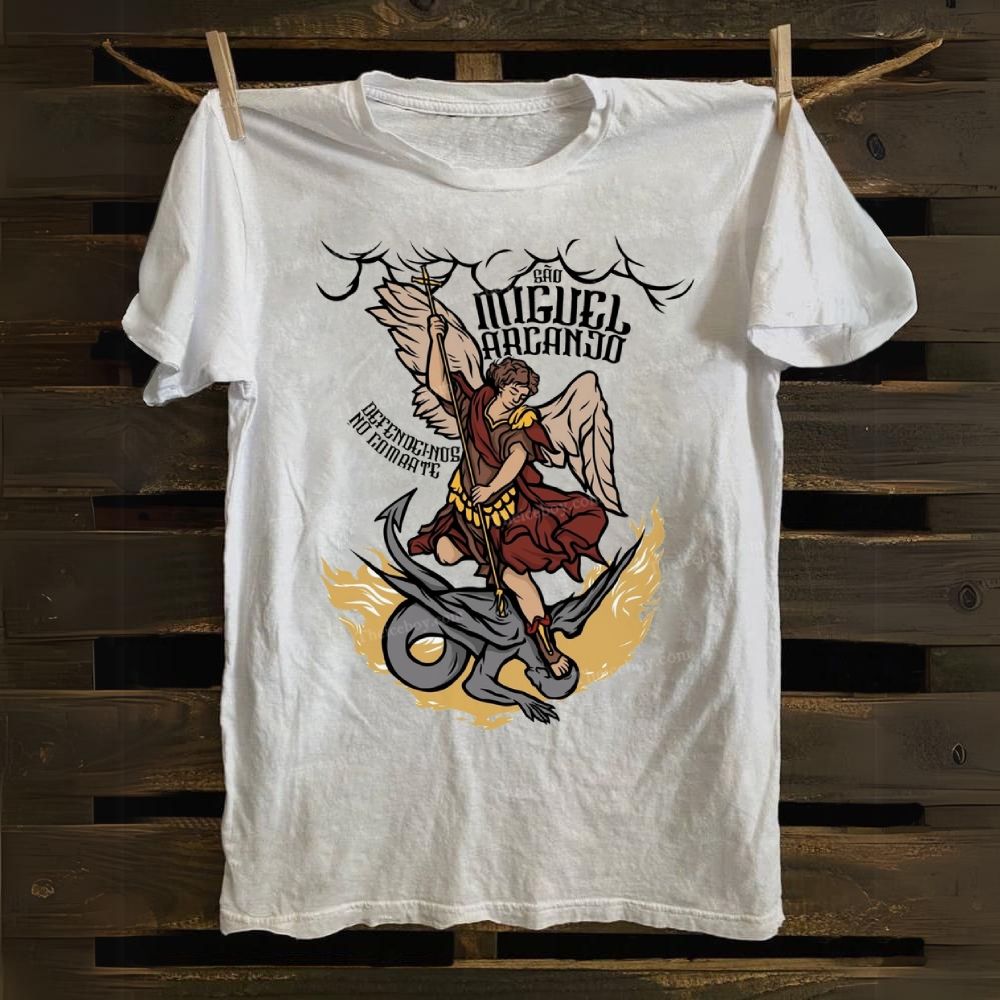 Christian Angel Defeats The Devil Cotton T-shirt