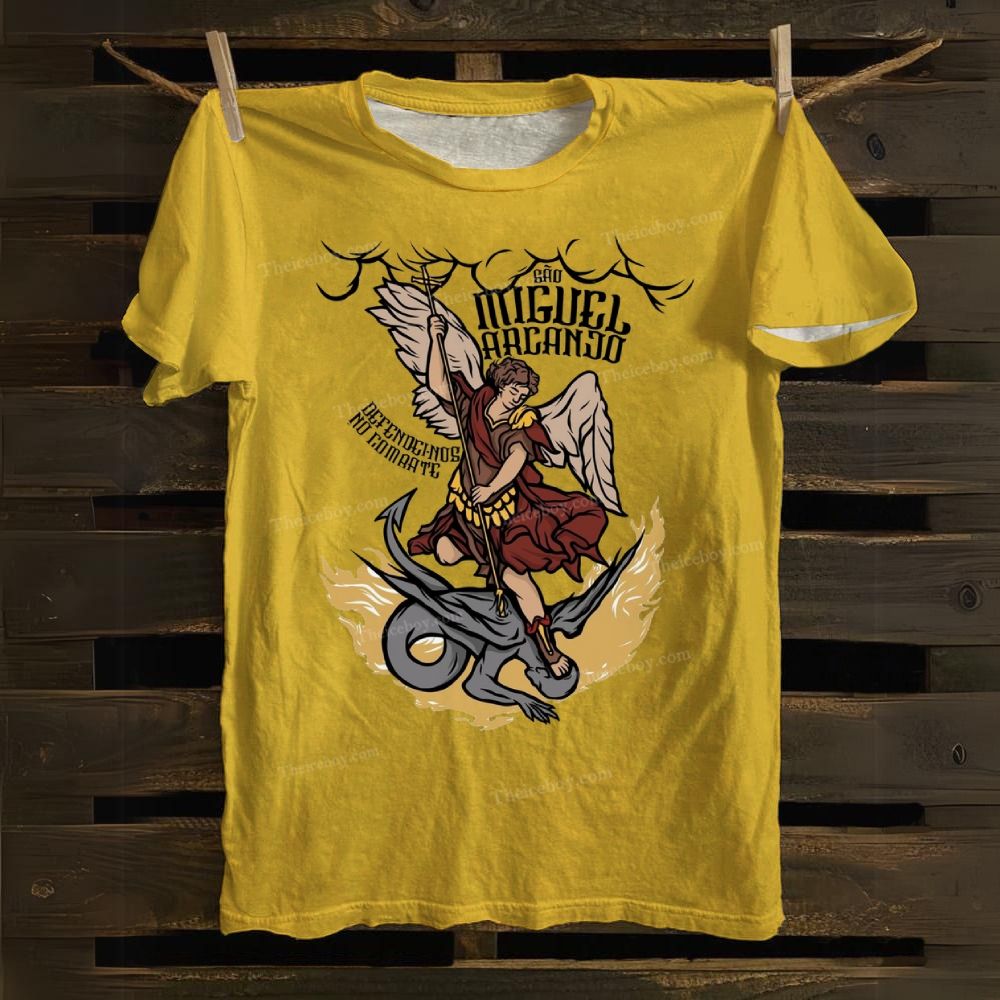 Christian Angel Defeats The Devil Cotton T-shirt