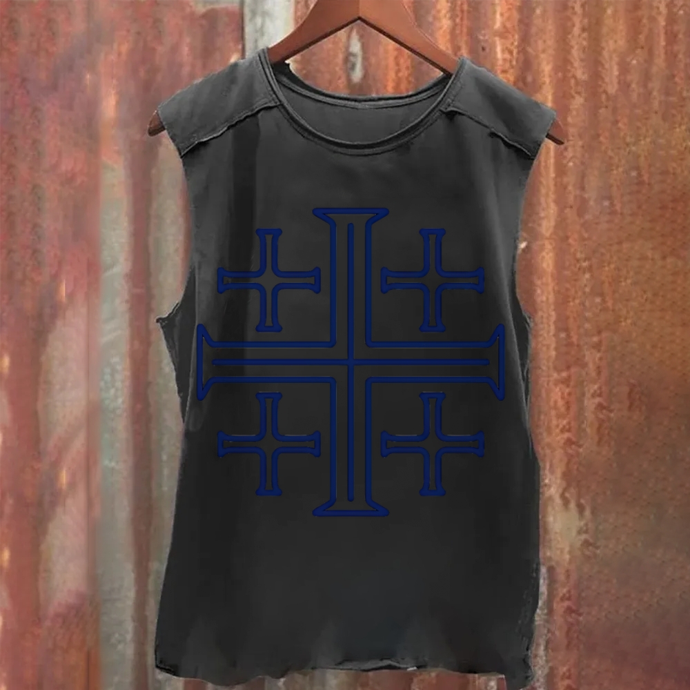 Jerusalem Cross Vintage Washed Tank Top