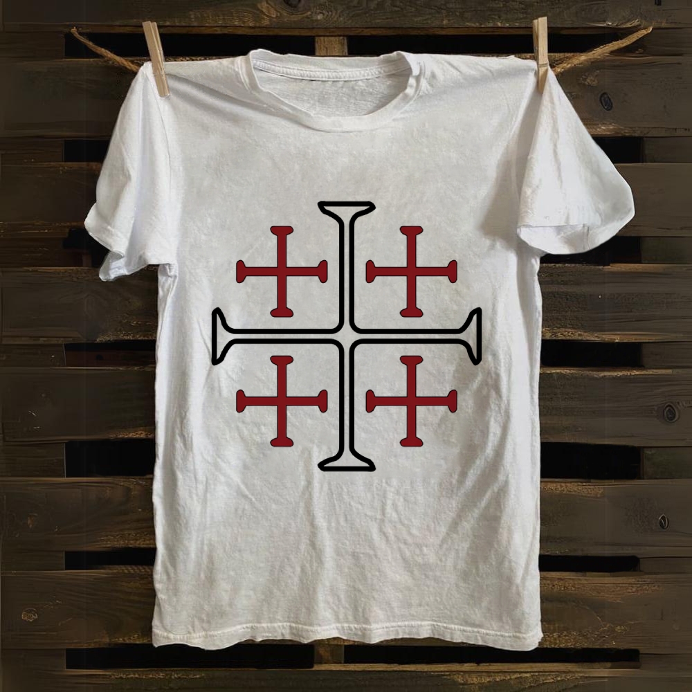 Jerusalem Cross Symbol Casual Cotton T-shirt