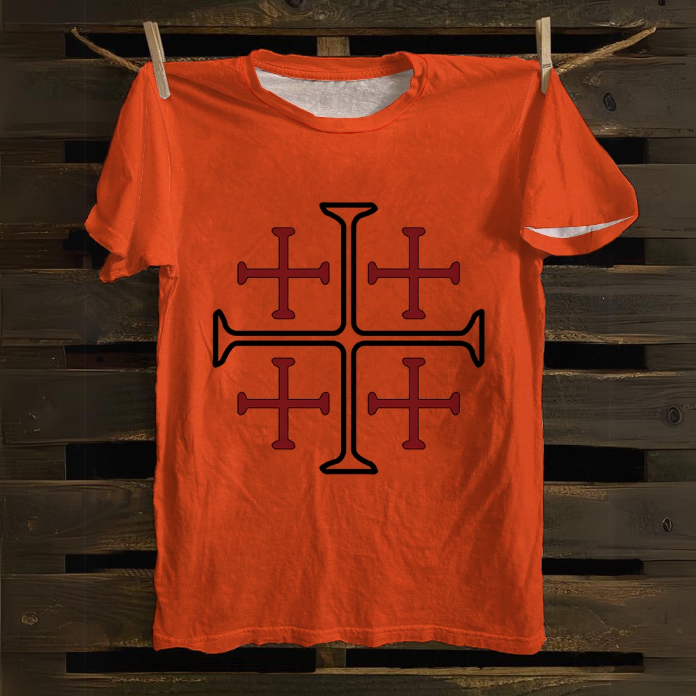 Jerusalem Cross Symbol Casual Cotton T-shirt