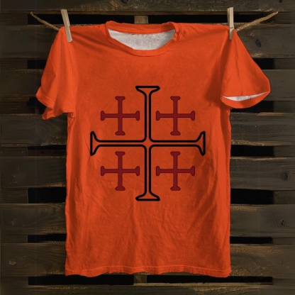 Jerusalem Cross Symbol Casual Cotton T-shirt