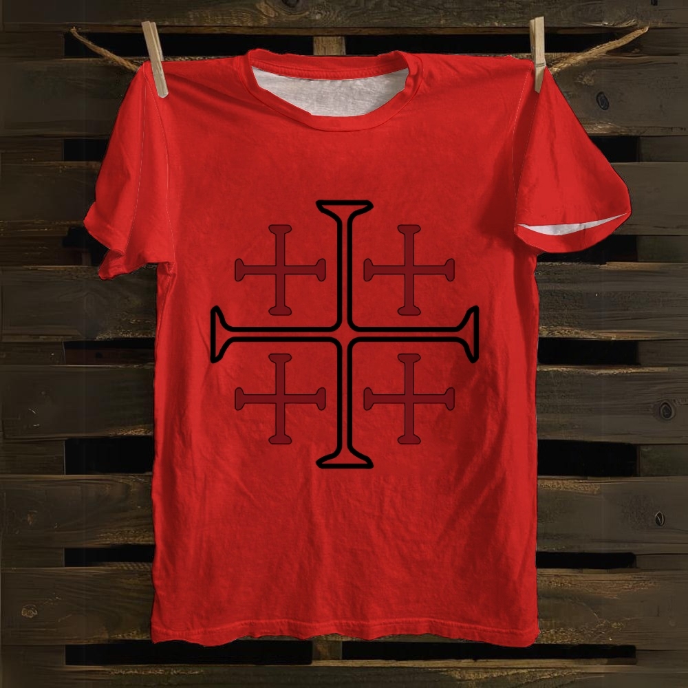 Jerusalem Cross Symbol Casual Cotton T-shirt