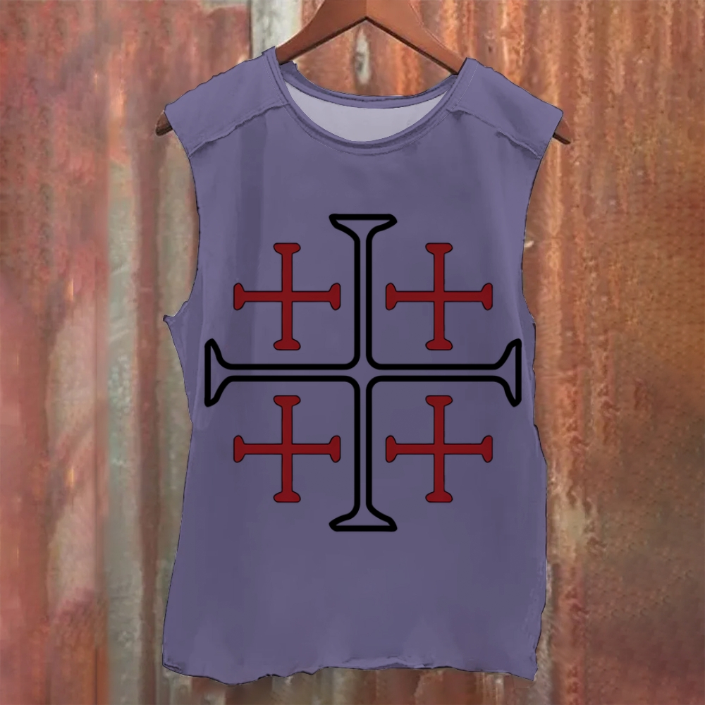 Jerusalem Cross Symbol Vintage Washed Tank Top