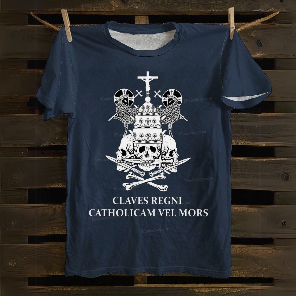 Claves Regni Catholicam Vel Mors Cotton T-shirt