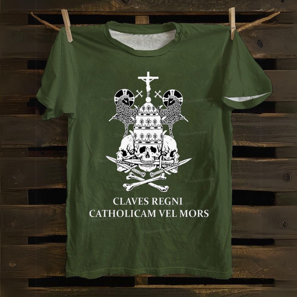 Claves Regni Catholicam Vel Mors Cotton T-shirt
