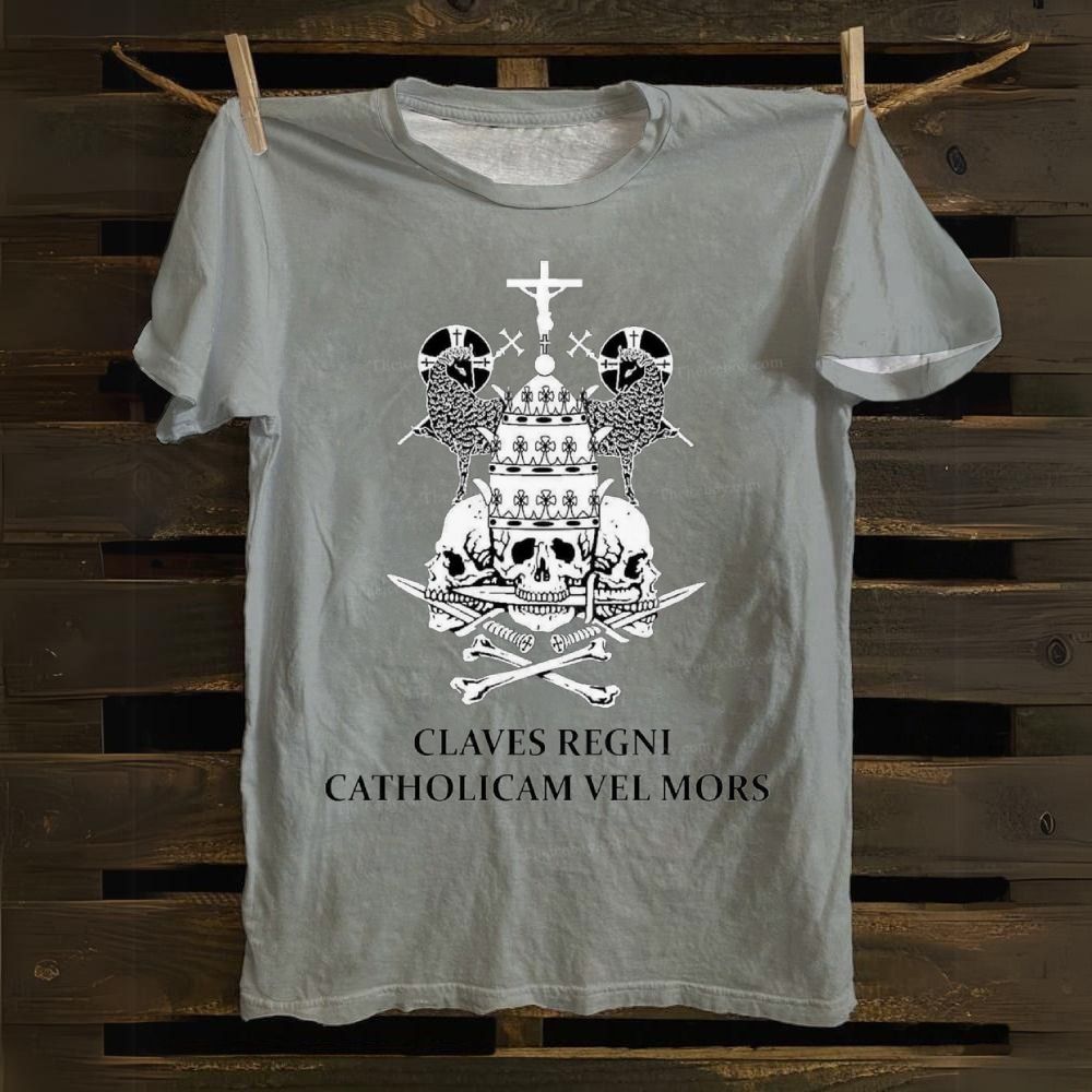 Claves Regni Catholicam Vel Mors Cotton T-shirt