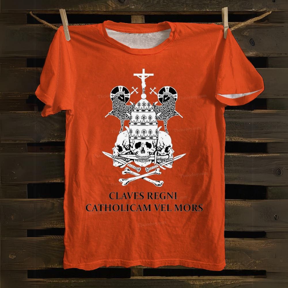 Claves Regni Catholicam Vel Mors Cotton T-shirt