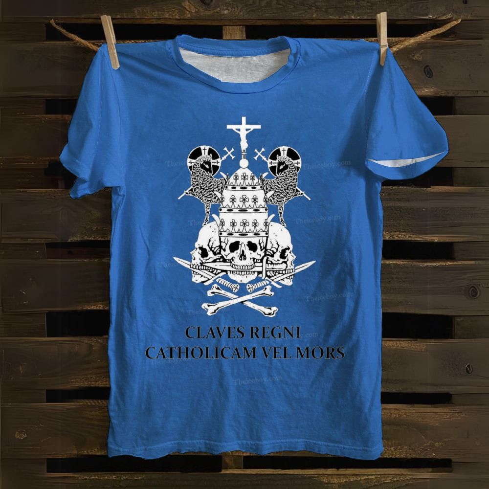 Claves Regni Catholicam Vel Mors Cotton T-shirt