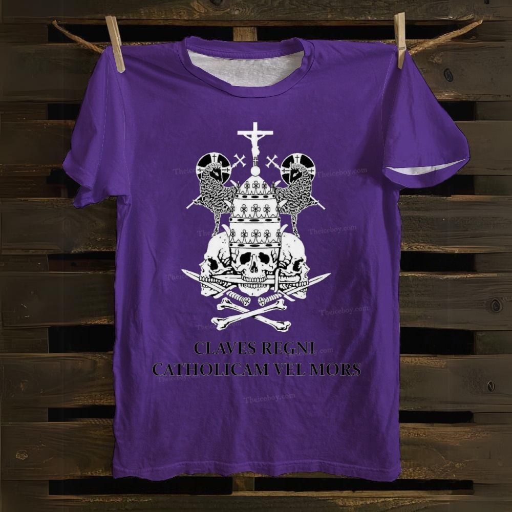 Claves Regni Catholicam Vel Mors Cotton T-shirt