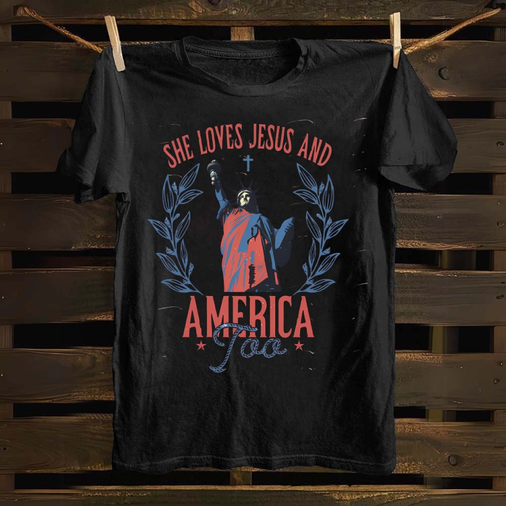 She Loves Jesus And America Too Cotton T-shirt