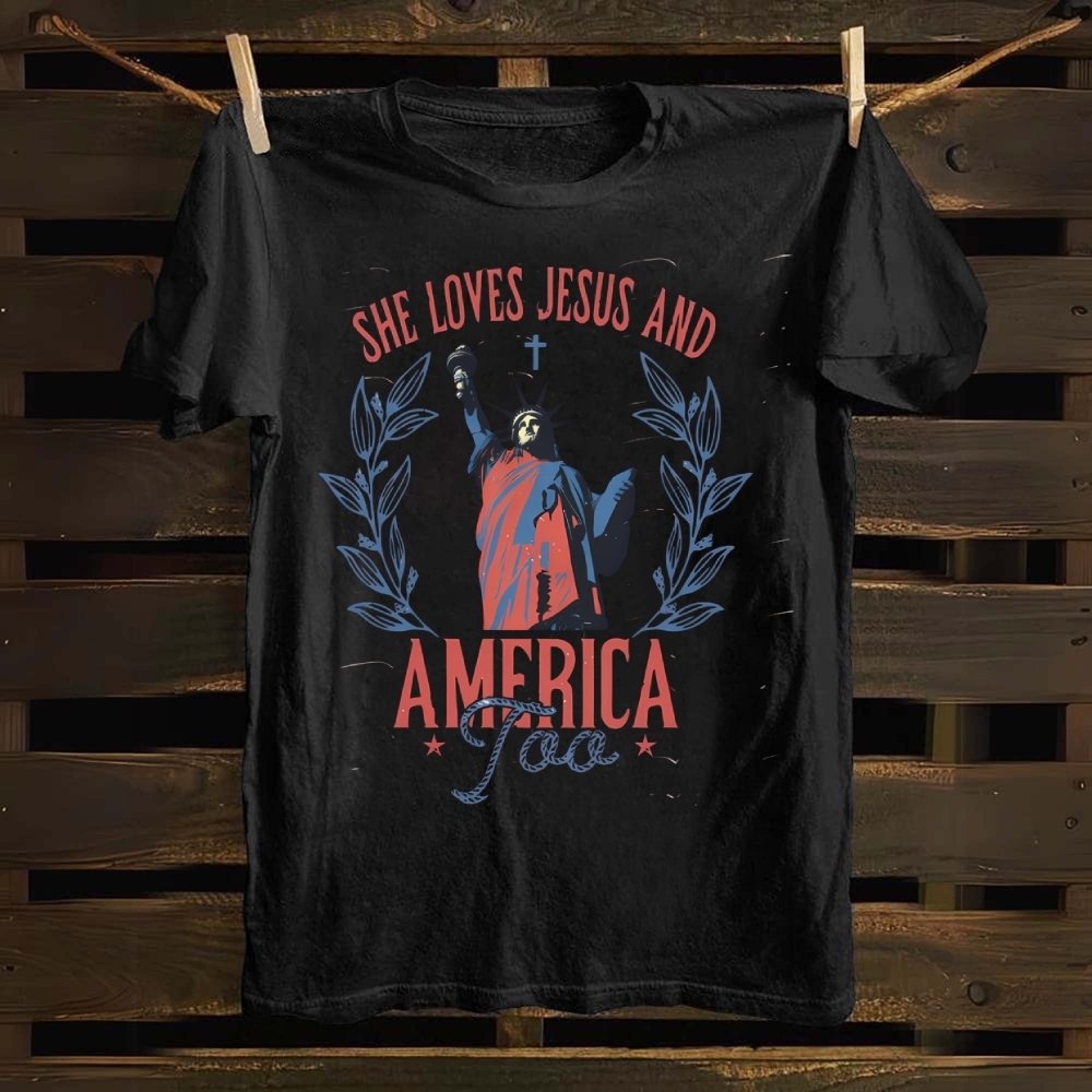 She Loves Jesus And America Too Cotton T-shirt