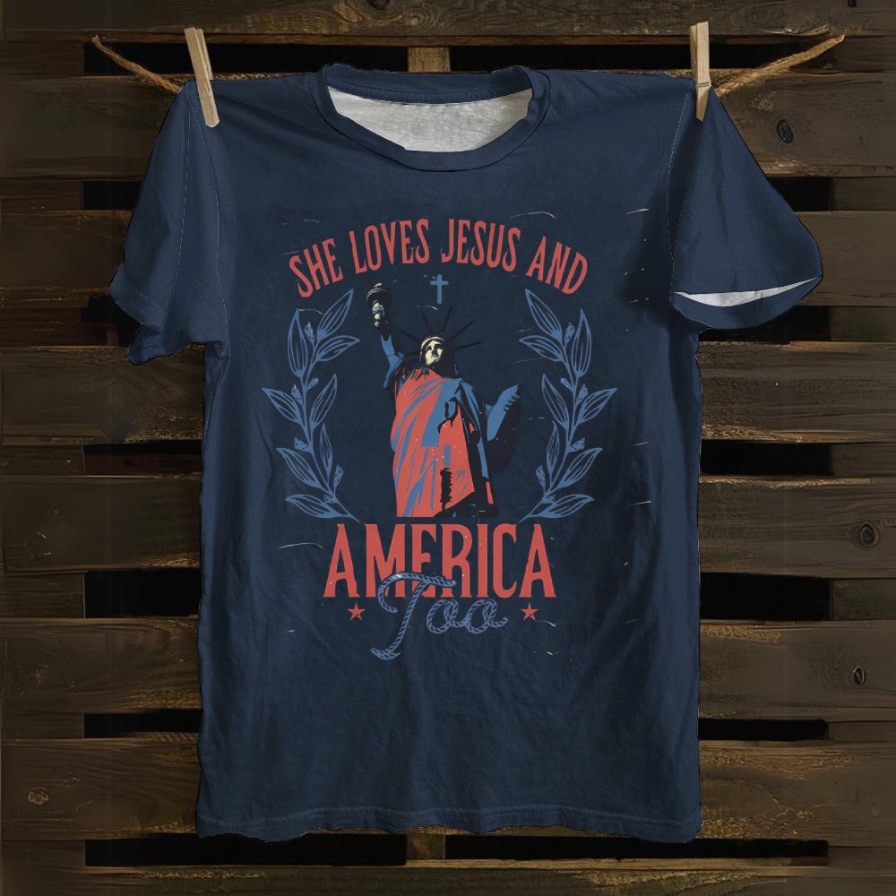She Loves Jesus And America Too Cotton T-shirt