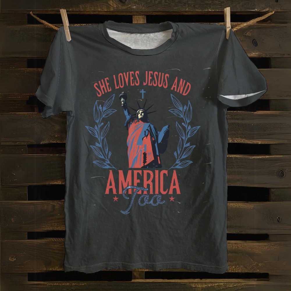 She Loves Jesus And America Too Cotton T-shirt