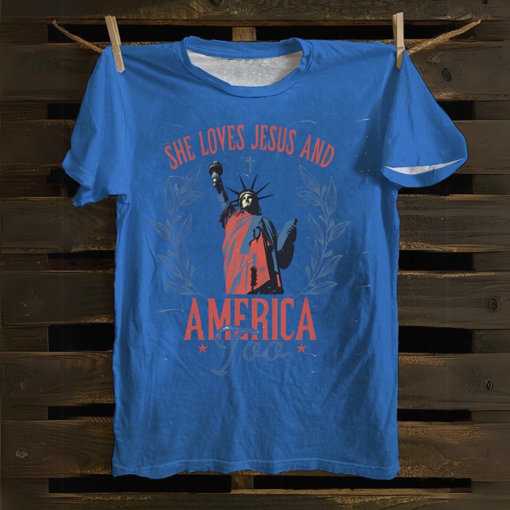 She Loves Jesus And America Too Cotton T-shirt