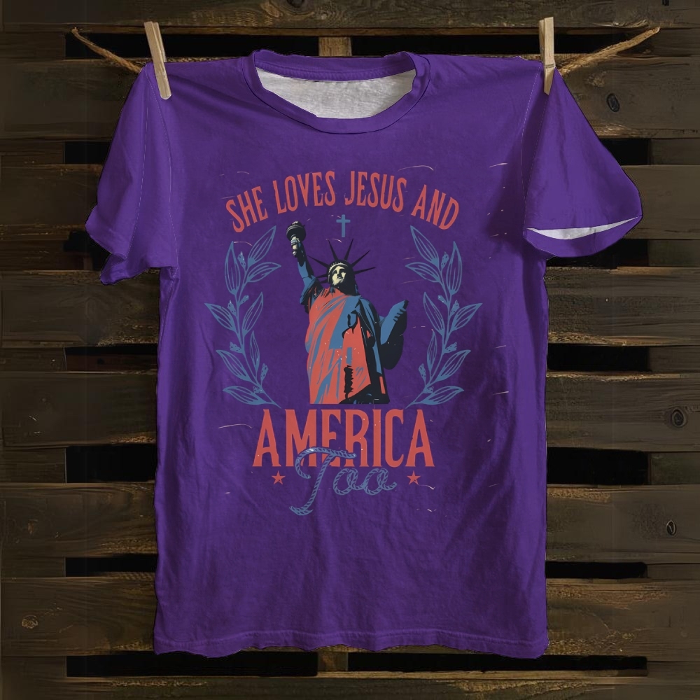 She Loves Jesus And America Too Cotton T-shirt