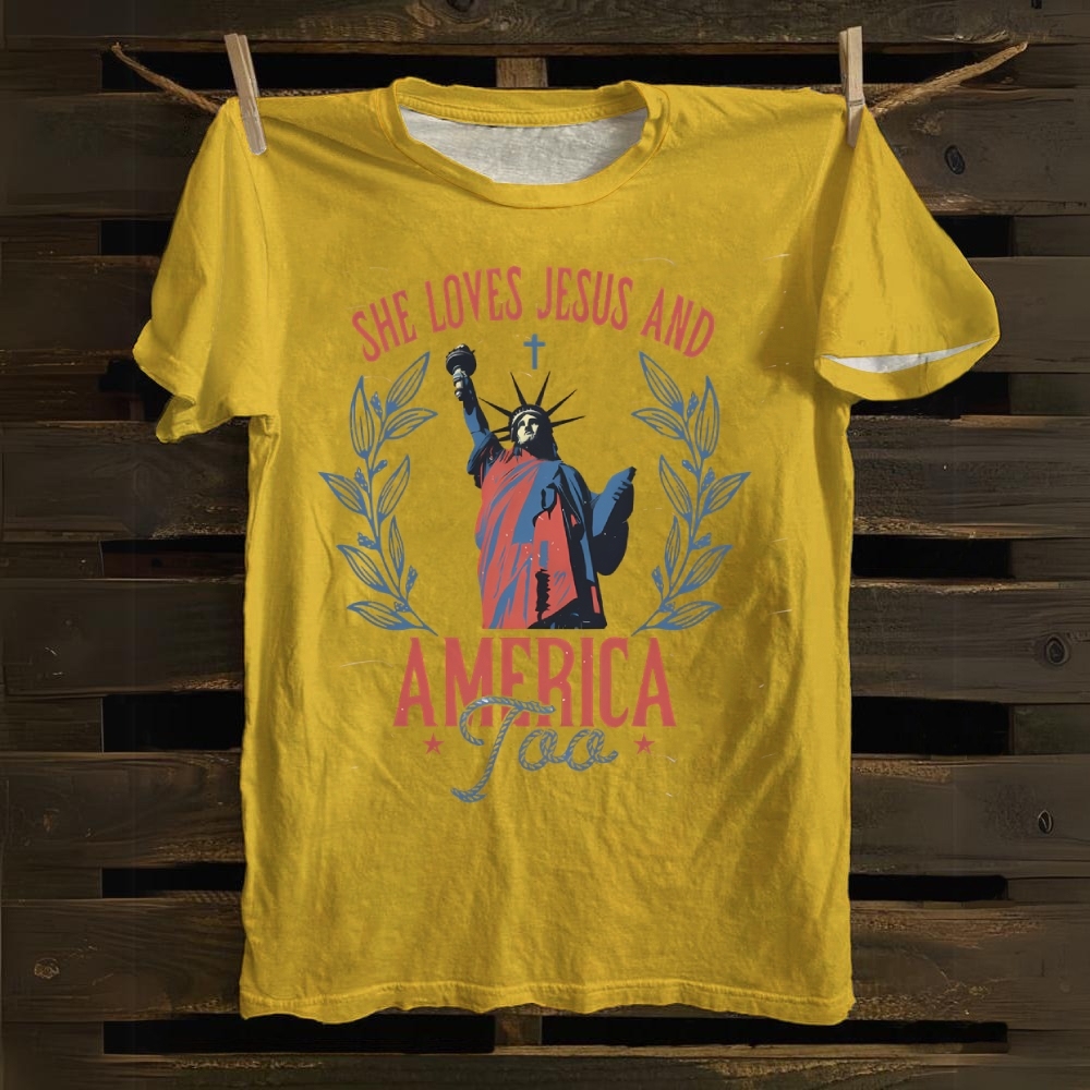 She Loves Jesus And America Too Cotton T-shirt