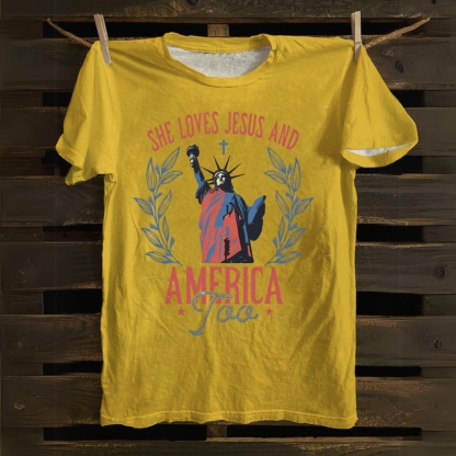 She Loves Jesus And America Too Cotton T-shirt