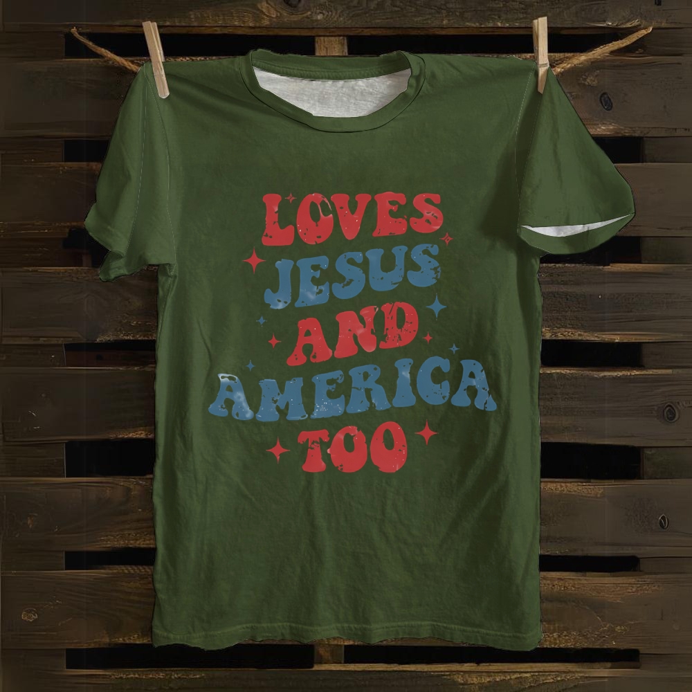 Loves Jesus and America Too Cotton T-shirt