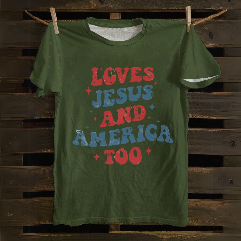 Loves Jesus and America Too Cotton T-shirt
