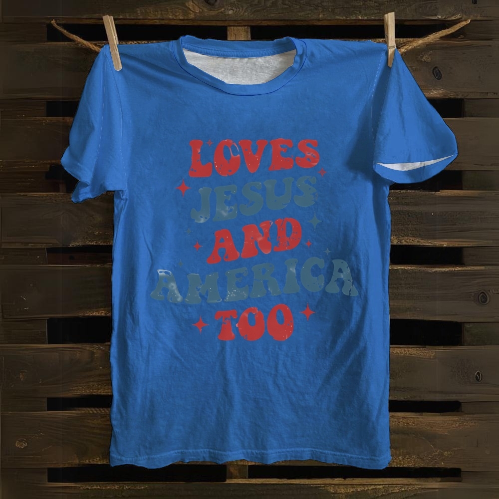 Loves Jesus and America Too Cotton T-shirt