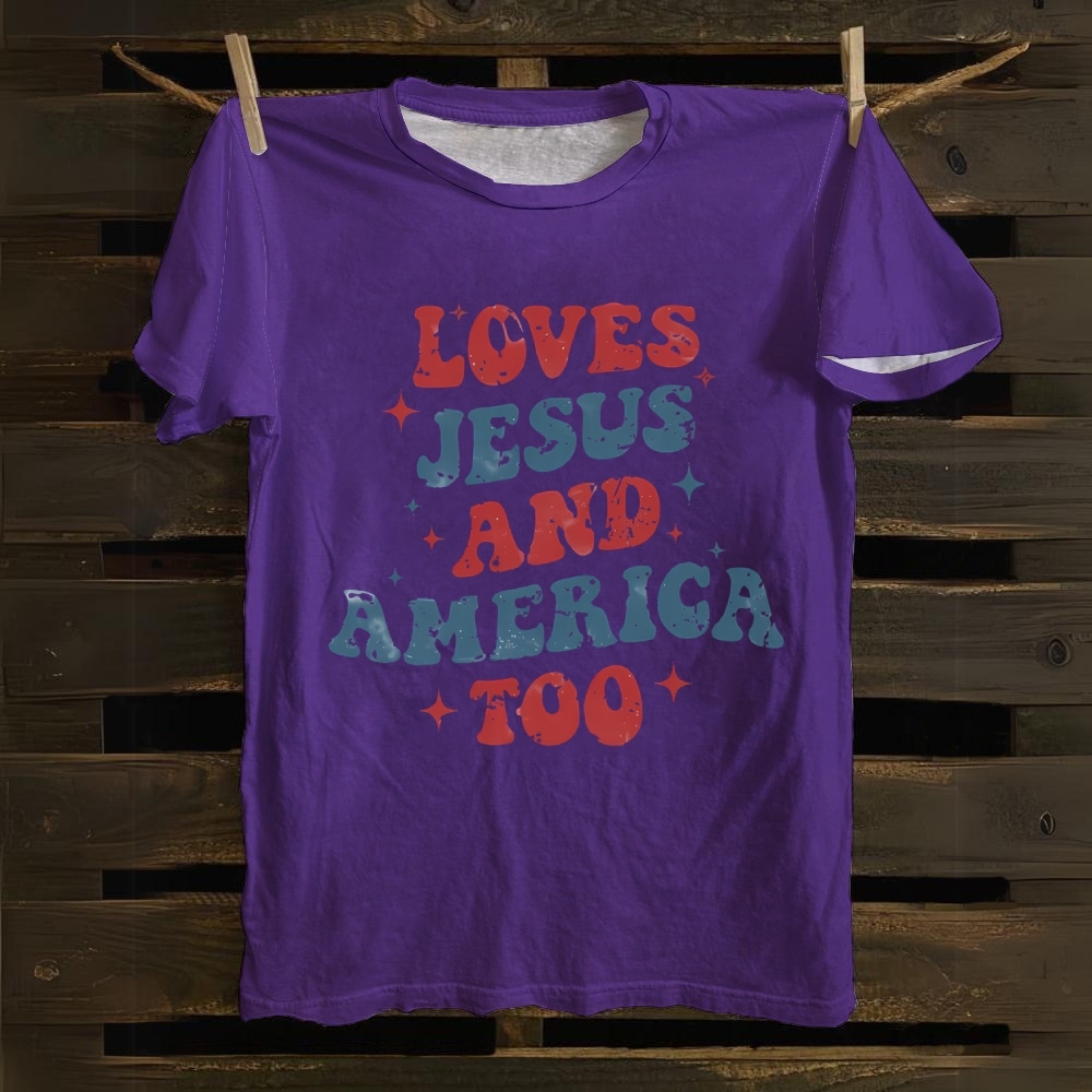 Loves Jesus and America Too Cotton T-shirt
