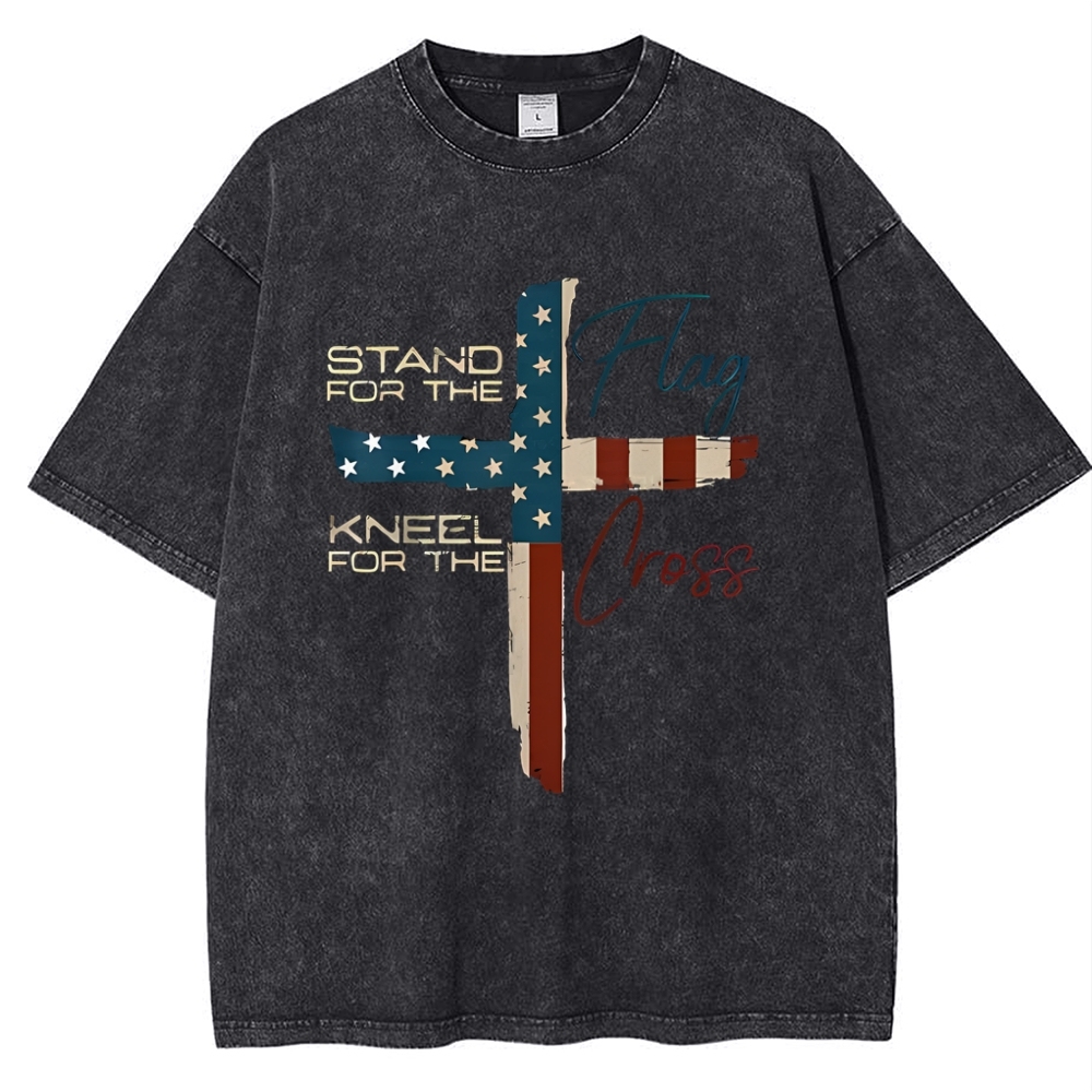 Cross Flag Snowflake Vintage Cotton T-Shirt