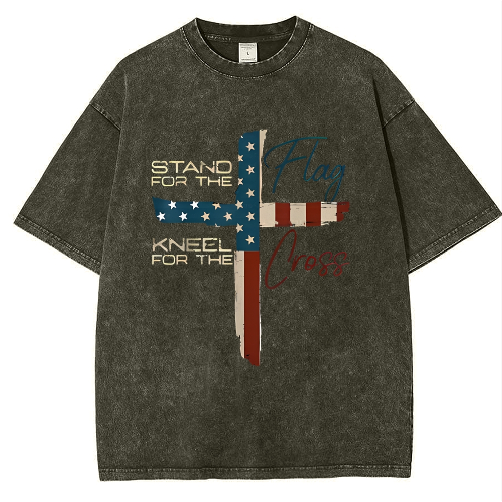 Cross Flag Snowflake Vintage Cotton T-Shirt 