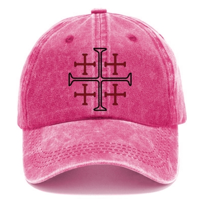 Jerusalem Cross Symbol Unisex Vintage Casual Washed Cap