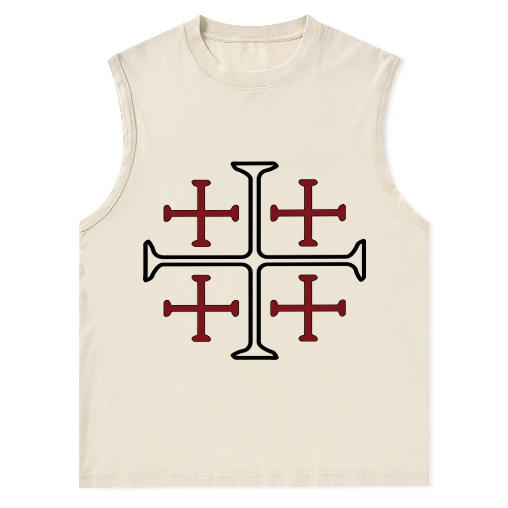 Jerusalem Cross Symbol Christian Snowflake Washed Vest