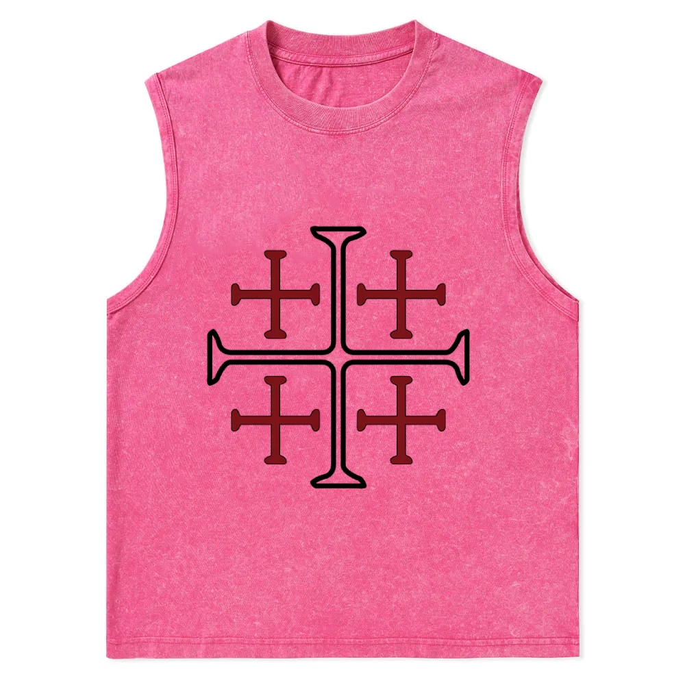 Jerusalem Cross Symbol Christian Snowflake Washed Vest