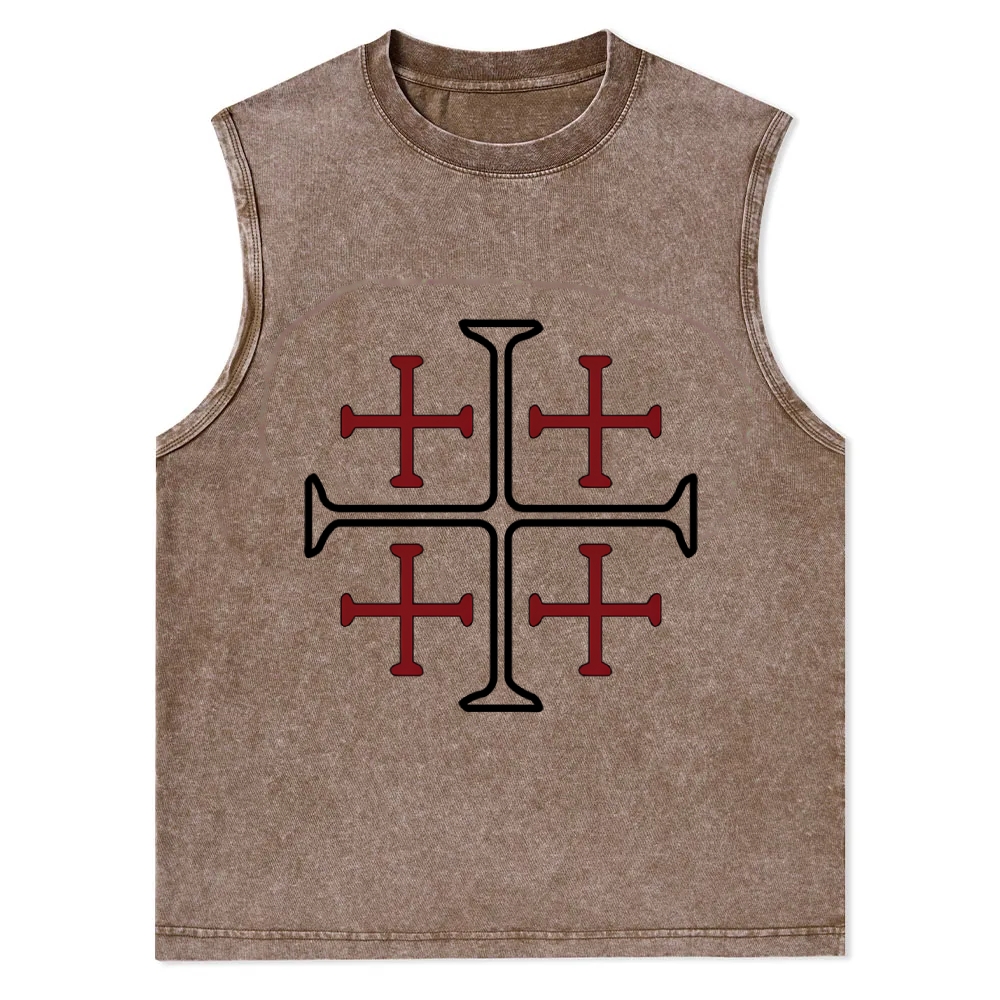 Jerusalem Cross Symbol Christian Snowflake Washed Vest