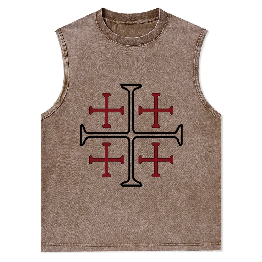 Jerusalem Cross Symbol Christian Snowflake Washed Vest