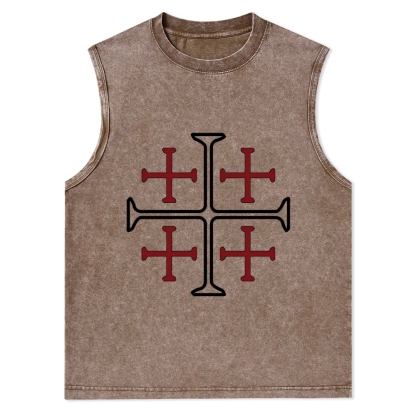 Jerusalem Cross Symbol Christian Snowflake Washed Vest