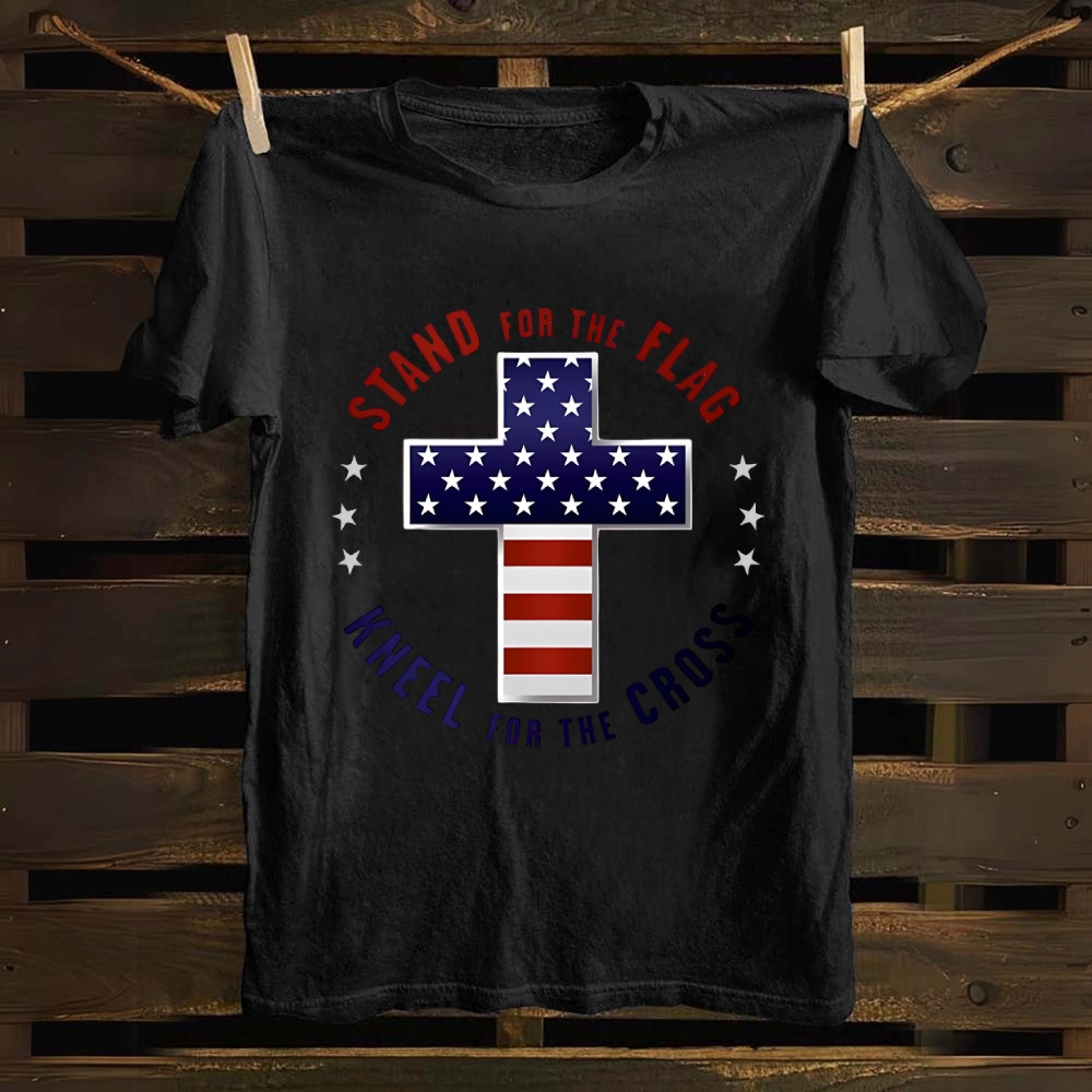 Stand For The Flag Kneel For The Cross Cotton T-shirt