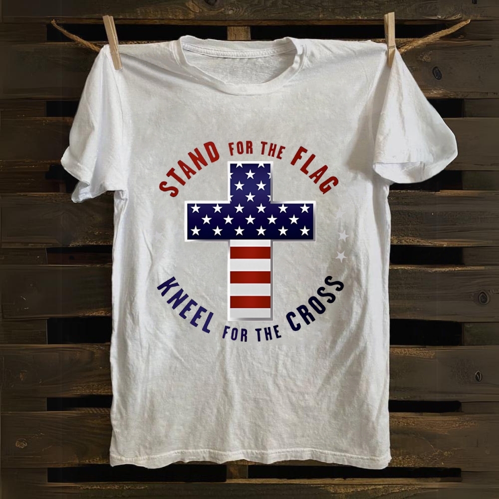 Stand For The Flag Kneel For The Cross Cotton T-shirt